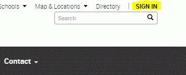 Highlighted sign in link on page